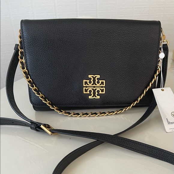 Tory Burch (73507) Britten Large Pebble Leather Crossbody Clutch Handbag Purse - Picture 1 of 10